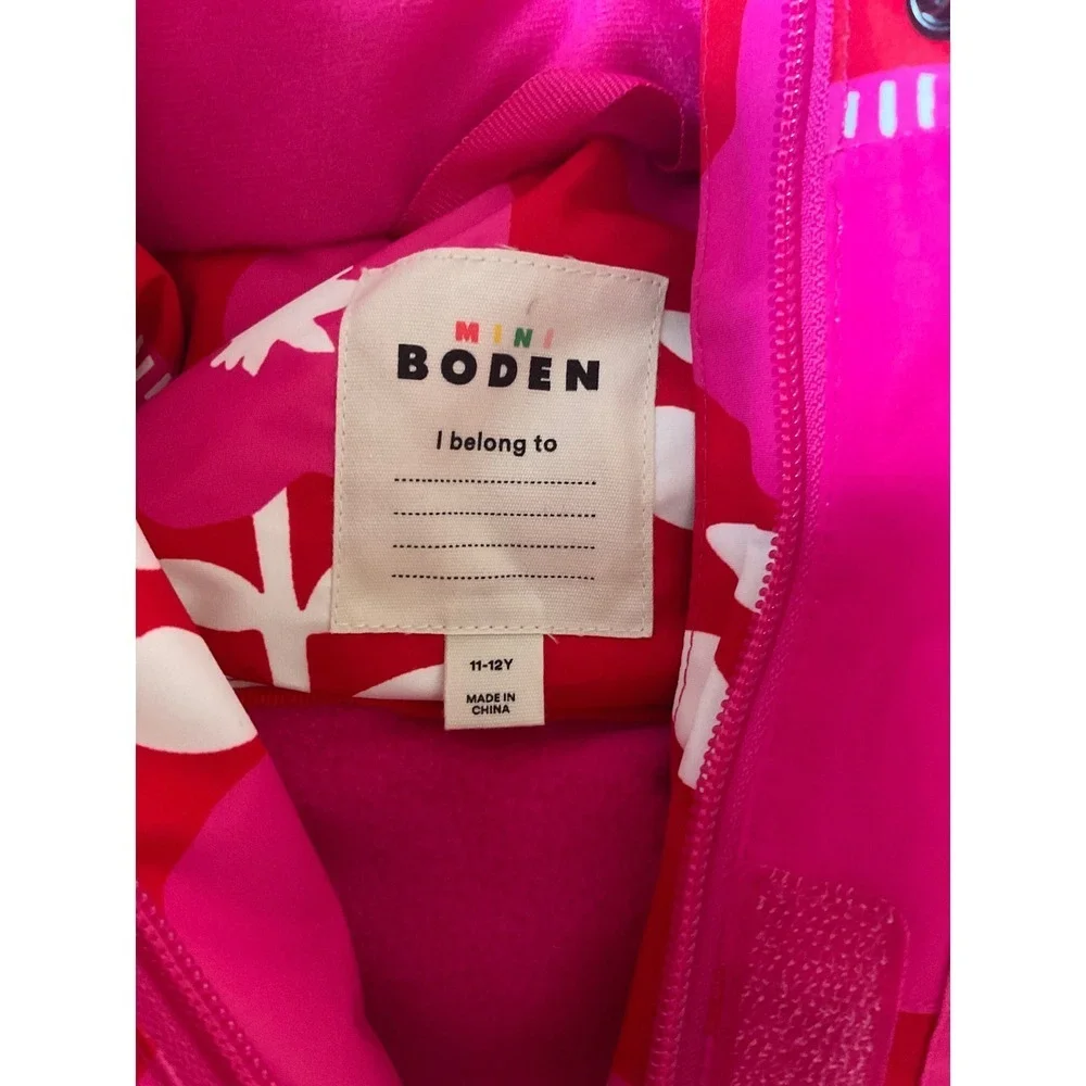 Mini Boden Girls All-Weather Waterproof Coat Giant Pink 11/12Y New With Tags‎